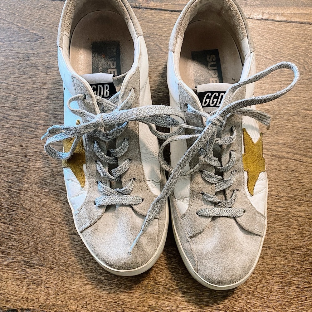 Golden Goose White Sneakers with Gold Star